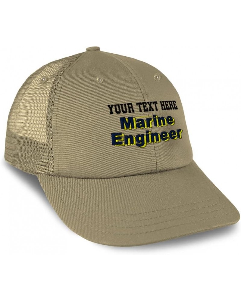 Custom Trucker Hat Baseball Cap Nautical Engineer Sail Cotton Military Dad Hats for Men & Women Khaki Personalized Text Here ...