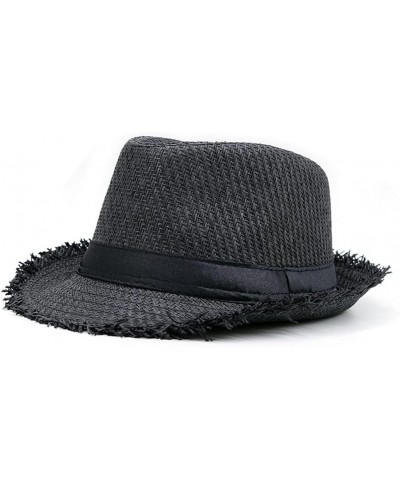 Women Men Summer Panama Cap Breathable Casual Trilby Fedora Hat Summer Straw Hat Sun Cap B $14.24 Fedoras