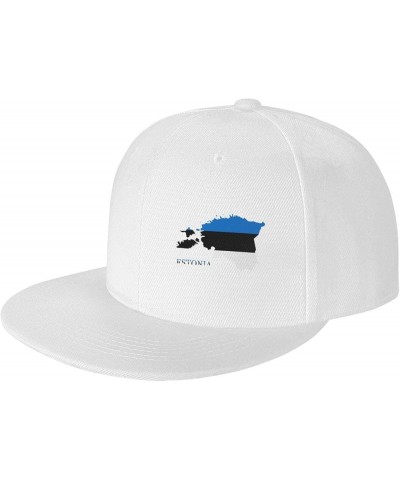 Snapback Baseball Cap Estonia Flag Map Classic Dad Trucker Flat Bill Brim Hat White $10.07 Baseball Caps