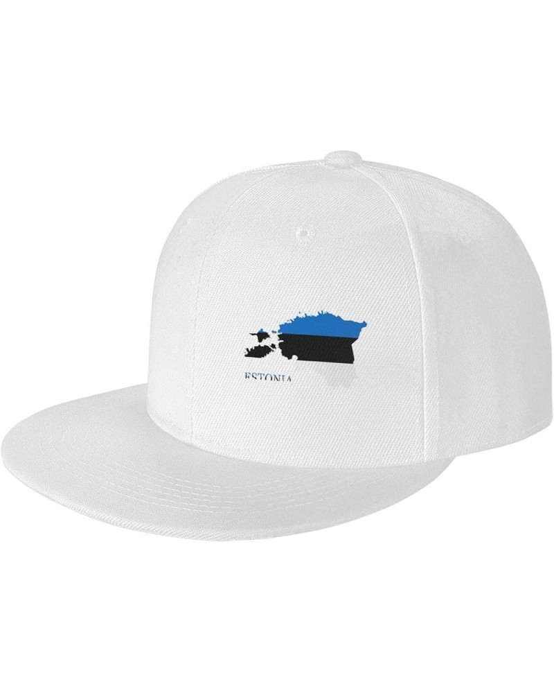 Snapback Baseball Cap Estonia Flag Map Classic Dad Trucker Flat Bill Brim Hat White $10.07 Baseball Caps