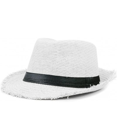 Women Men Summer Panama Cap Breathable Casual Trilby Fedora Hat Summer Straw Hat Sun Cap B $14.24 Fedoras