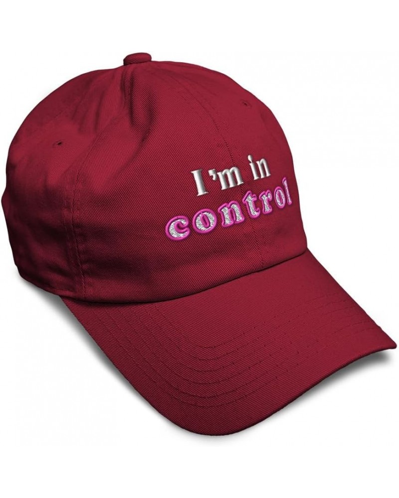 Soft Baseball Cap I'm in Control Cotton Dad Hats for Men & Women Burgundy $17.10 Baseball Caps